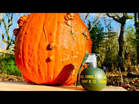 throwing Grenade in a Pumpkin