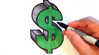 Watch how to draw a $ dollar sign in 3d what you'll need: pencil
eraser black marker medium size tip fine/small (for cleaning up lines)
li...