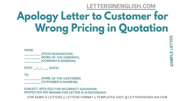 Apology Letter To Customer For Wrong Pricing In Quotation – Letter of Apology for Wrong Pricing