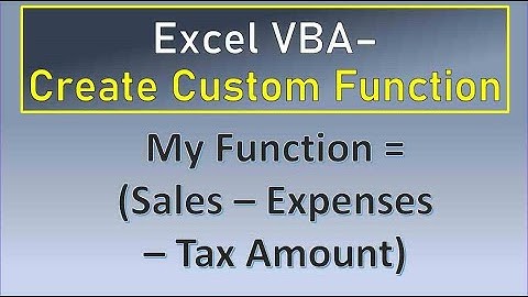 Excel VBA Create Custom Function