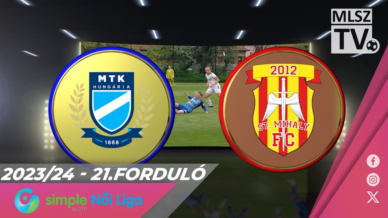 Youtube - MTK Budapest - KÉSZ-St. Mihály-Szeged | 2-0 | Simple Női Liga | 21. forduló | MLSZTV