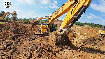 Earthmoving with Shantui Excavators - Stream Clearing for Culvert Build in Sunyani Ghana 4K