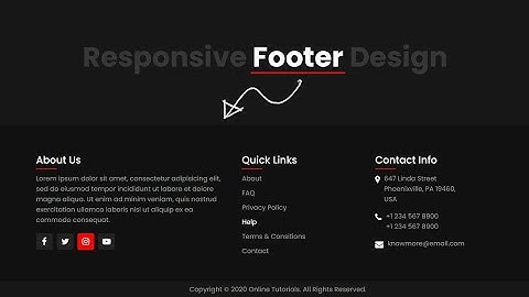 Responsive Footer Section Design Using Html & CSS | CSS3 Mobile Responsive Website Footer