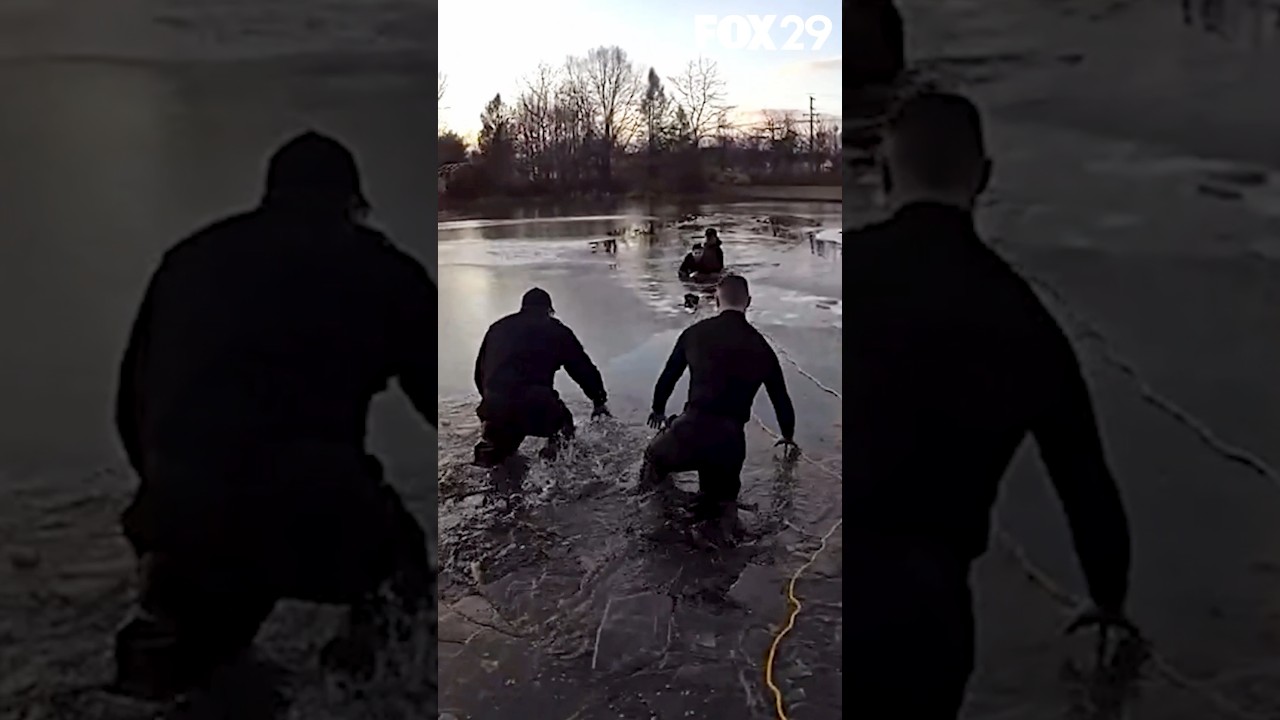 Boy stuck in icy pond screams for help prompting a daring rescue from officers in Woolwich Township.