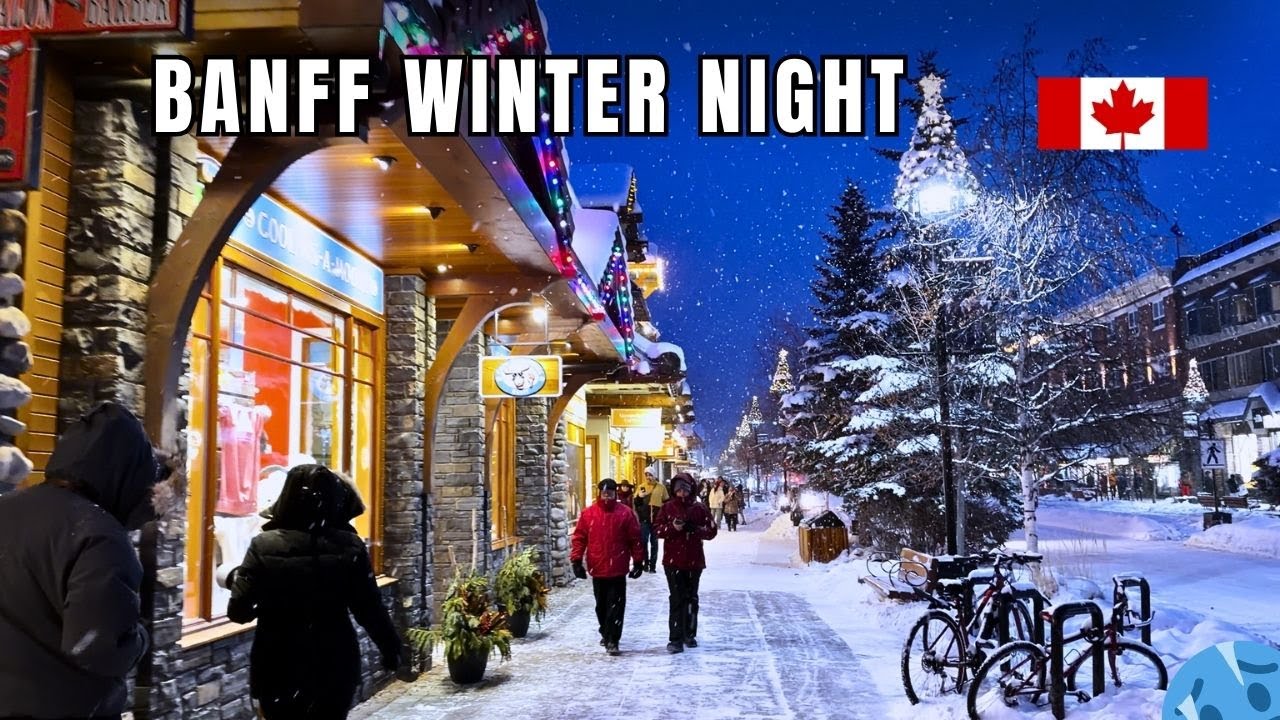 Banff Alberta 🇨🇦 Looks UNREAL in Winter ❄️ Magical Night Walk in Heavy Snowfall | 4K UlHD Part III