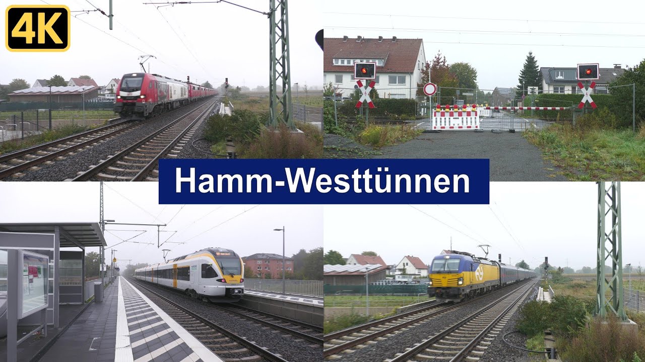 Bahnverkehr in Hamm-Westtünnen mit 111 Schrottzug, Nightjet, ICE 3, Güterzügen, Desiro HC und FLIRT