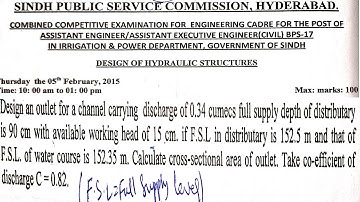 Channel Outlet Design|Calculate Cross Sectional Area|Problem Solution|Design of Hydraulic Structures