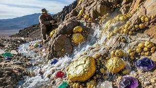 Treasure Hunter Finds Massive Gold Nuggets and Rare Gems by the Waterfall