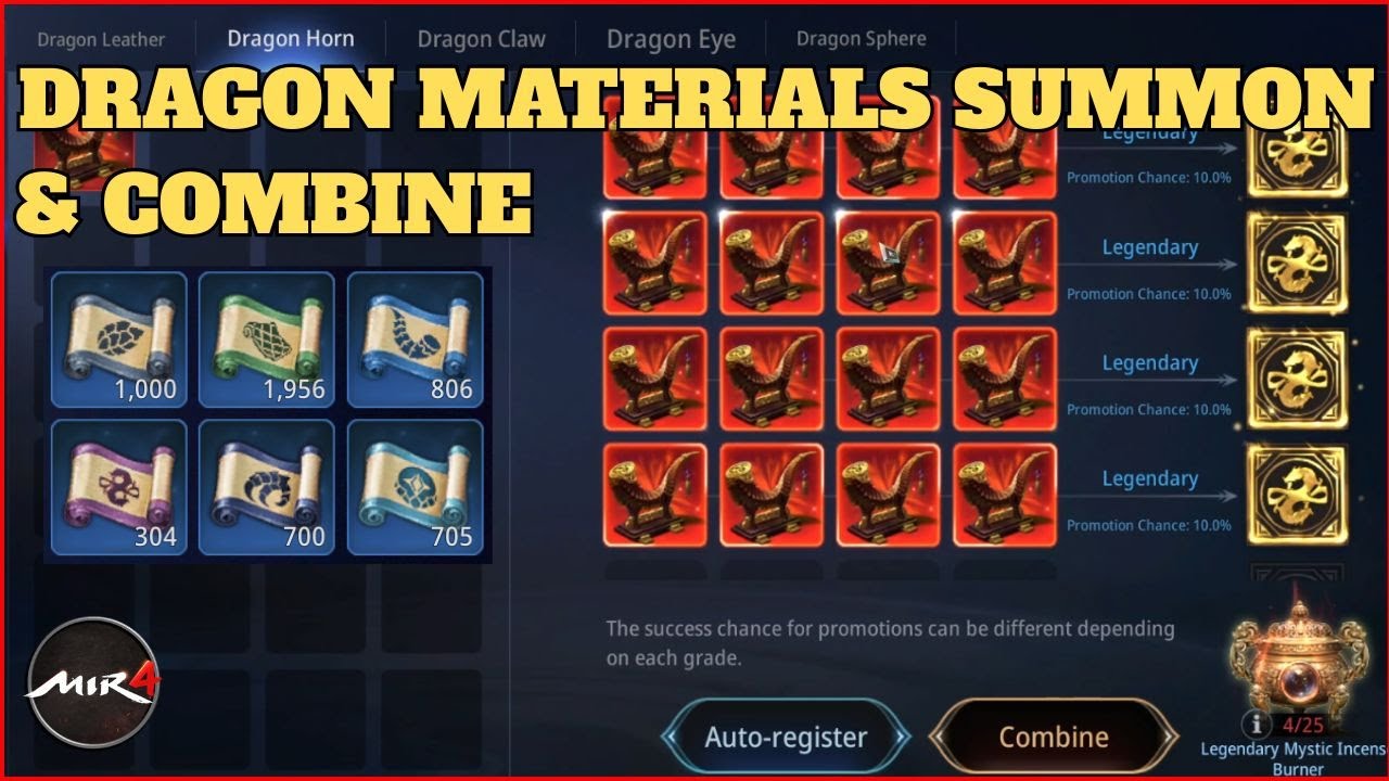 MIR4 - SUMMON AND COMBINE LEGENDARY DRAGON MATERIAL