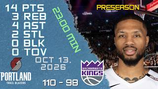 Damian Lillard Player Full High Lowlights vs KINGS 13 10 2026 NBA PRESEASON Game