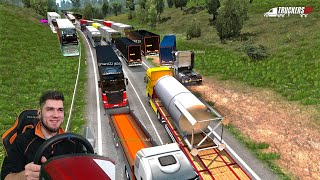 СОБРАЛИ ОГРОМНУЮ ПРОБКУ НА ДОРОГЕ ДУРАКОВ в EURO TRUCK SIMULATOR 2 Multiplayer