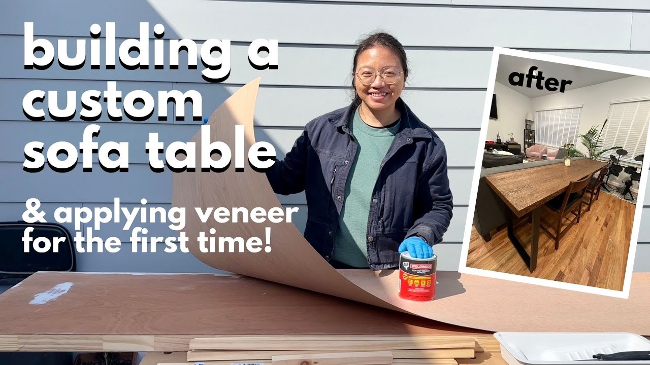 Building a custom sofa table | applying veneer for the first time ...