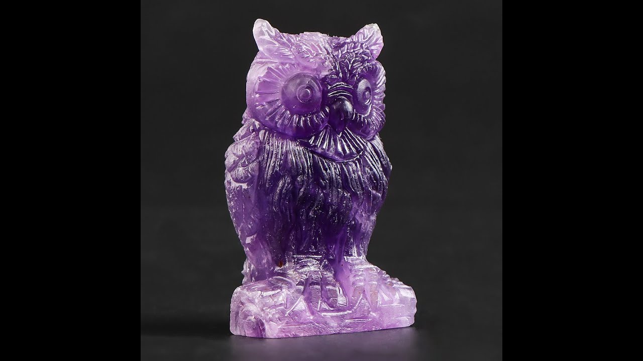 Artistone 2.0 Hand-carved Amethyst Owl