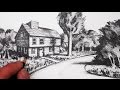 How to Draw a House in 2-Point Perspective in a Landscape