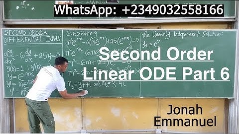 Part 6 Second Order Linear Differential Equations Example and Complete Solution #jonahemmanuel