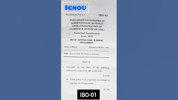 IBO-01 tee June 2024 question paper in English #mcom #pgdibo #shorts #ignou
