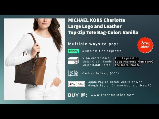 Michael Kors Charlotte Top Zip Tote Brown Signature + Fulton Wallet