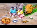 GOAT HEAD CURRY cooking in tribal style by our santali tribe grandma || mutton curry recipe