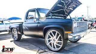 Flat Black Classic Chevy Stepside Pickup on Artis Forged 28s.