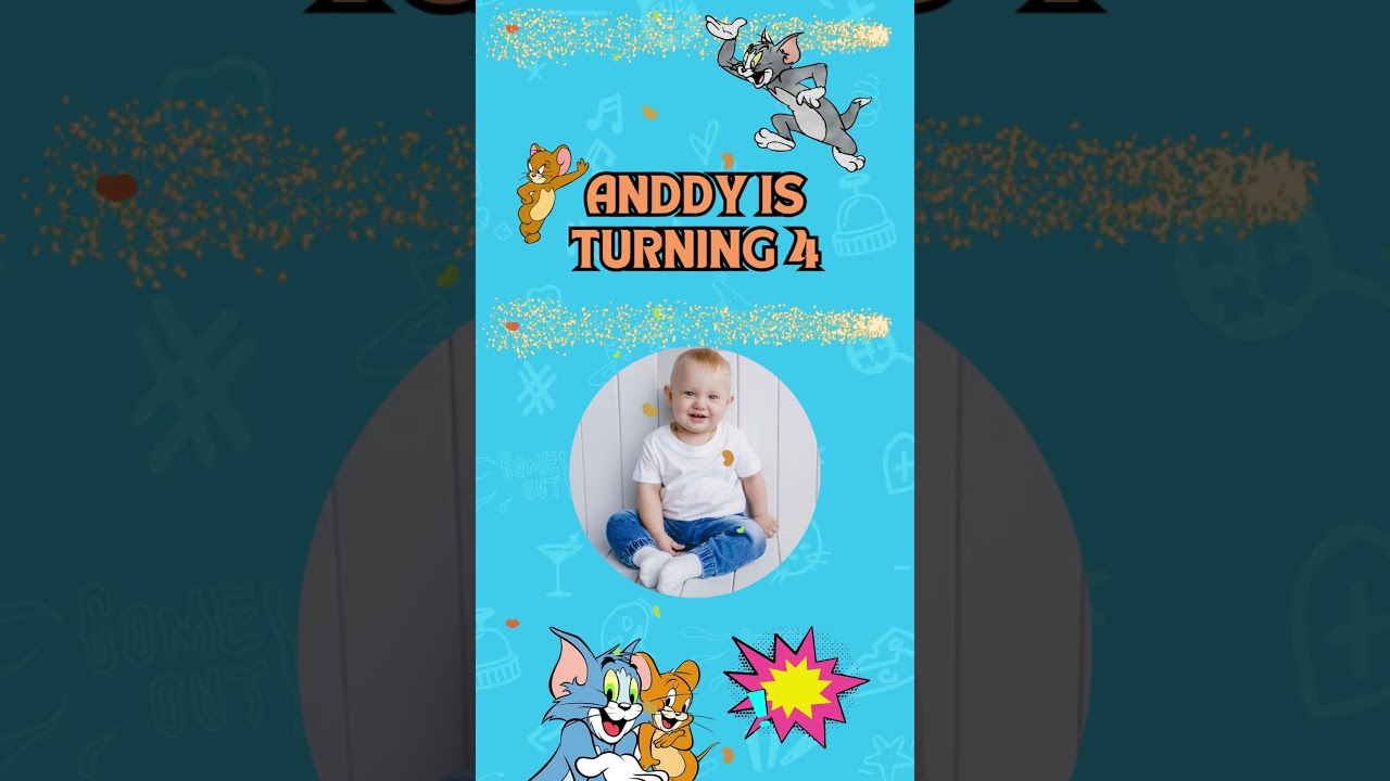 tom and jerry digital birthday video invitation |  digital birthday video invitation 
