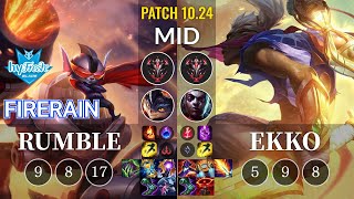 hyF FireRain Rumble vs Ekko Mid - KR Patch 10.24