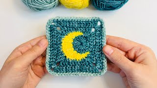 🌘 Crochet Crescent Moon Granny Square ✨ Easy and Special Pattern ✨ Step by Step Tutorial