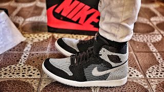 nike air jordan 1 retro high flyknit black shadow