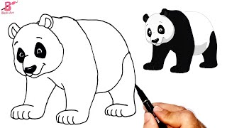 رسم باندا | تعلم كيف ترسم دب باندا خطوة بخطوة للمبتدئين | رسم سهل | How to draw a panda