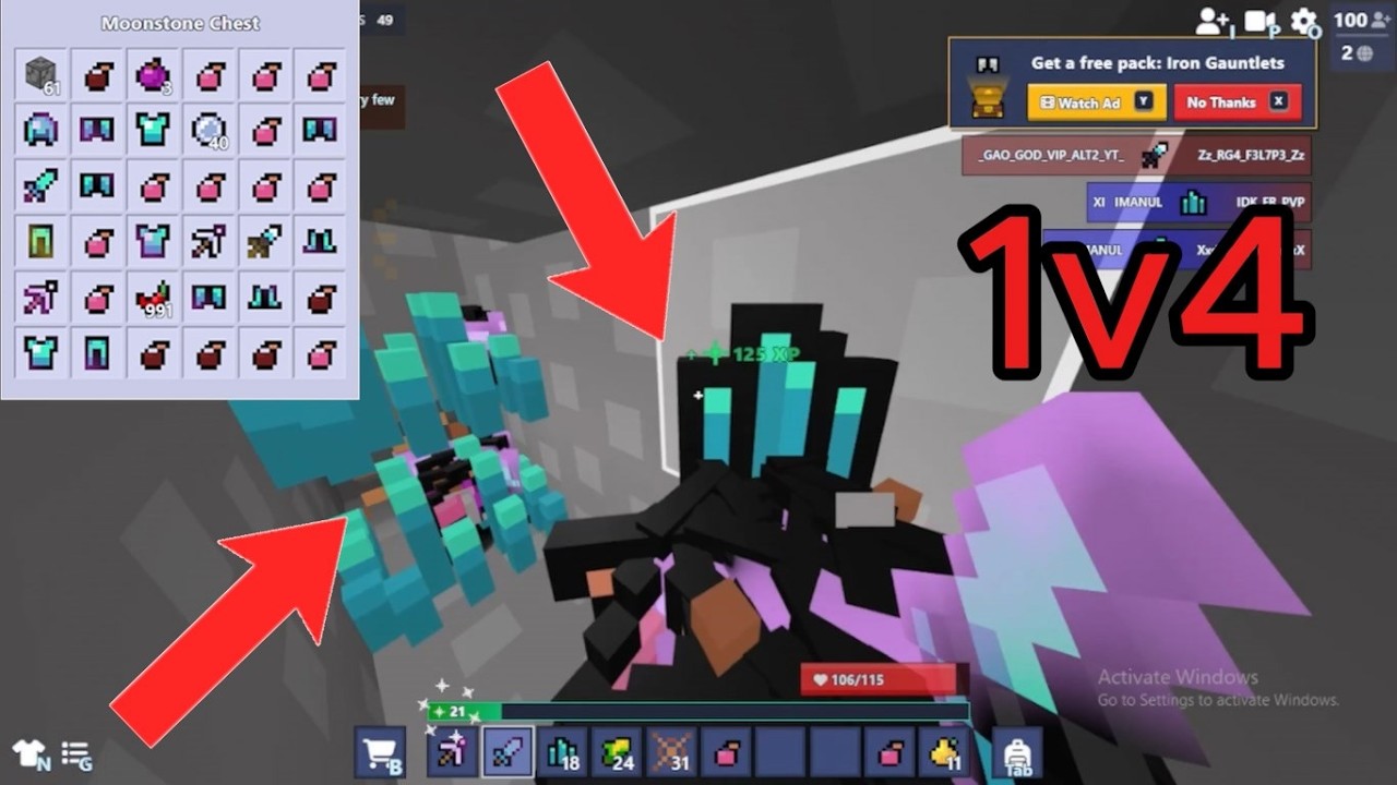 2v7 CLUTCH in Bloxd.io Survival | 25+ Kills DOMINATION! ( Killed 4 Hakcers )