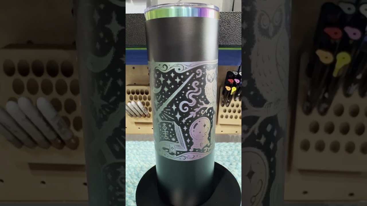 Wands & Wizards Rainbow Metal Tumbler Design | 2-Tone Laser Engraving Wrap