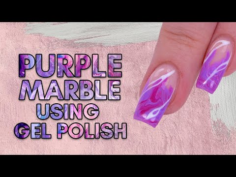 Purple Marble Design using Gel Polish | Super Simple Nail Art