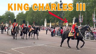 King Charles on Horseback Leads Trooping The Colour 2023
