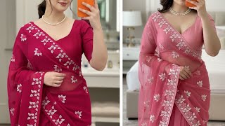 #899 #soft net embroidery work saree 🪷 #shorts #trending #viral screenshot 3