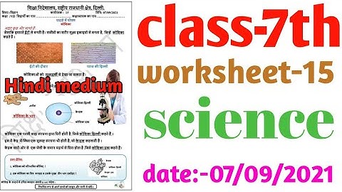 Class 7th science worksheet no 15 (7/09/21) hindi medium | Science worksheet 15 class 7 solution