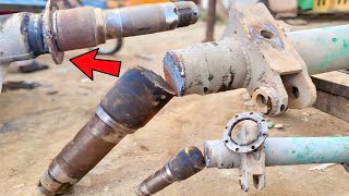 repairing broken axle spindle of heavy duty truck trailer || my talented mechanic repair it ||