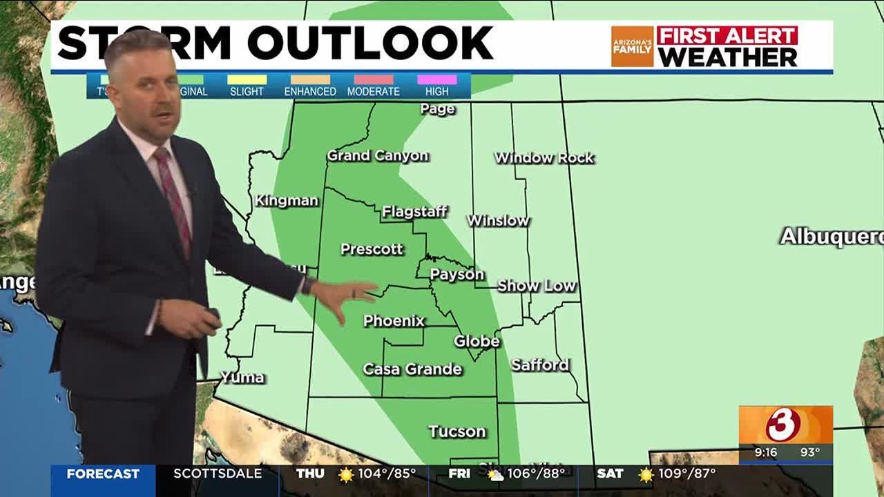 Storm chances sticking around on Thursday in Phoenix area - YouTube