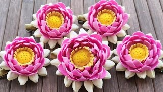 How To Make Beautiful Foam Lotus Flower Realistic தமர ப Hair Accessories Diy