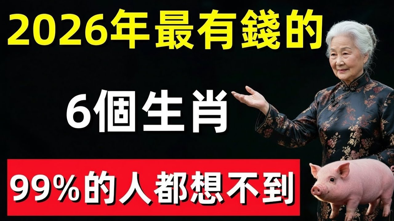 緊急收藏！2026年最有錢的6個生肖，排名第一的竟然是它，99%的人都想不到！十二生肖財富指數排行！不可不看！