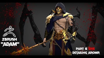 Zbrush 3D character sculpting "Adam" part 6 Detailing Armor #zbrush #live #conceptart