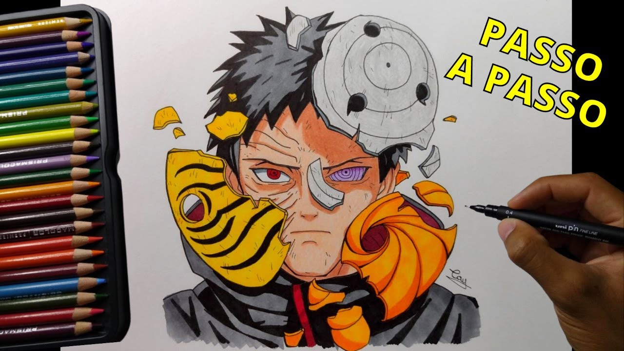 Como desenhar o Obito uchiha (Naruto) passo a passo 