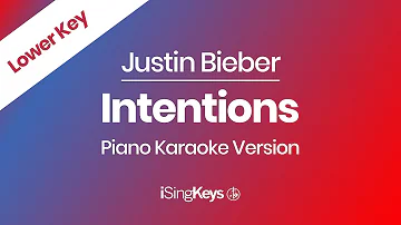 Intentions - Justin Bieber - Piano Karaoke Instrumental - Lower Key