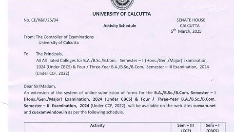 Cu 3rd semester examination form fill up 2025 | cu 1st semester examination form fill up 2025 notice