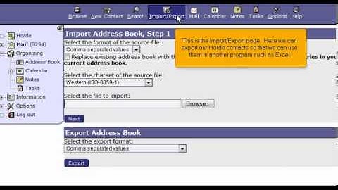How to export contacts from Horde