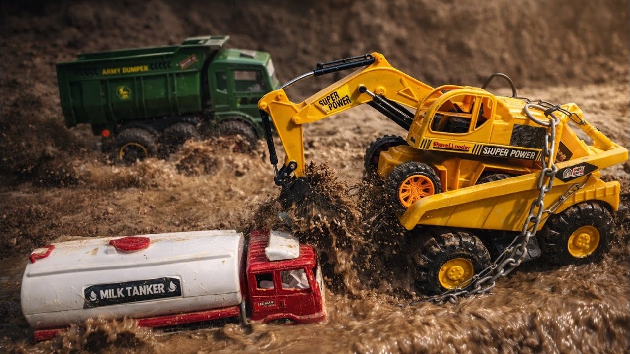 JCB Tractor Cartoon Video | Tata Leyland Dumper And BharatBenz Truck Accident #jcb #cartoon #toys 