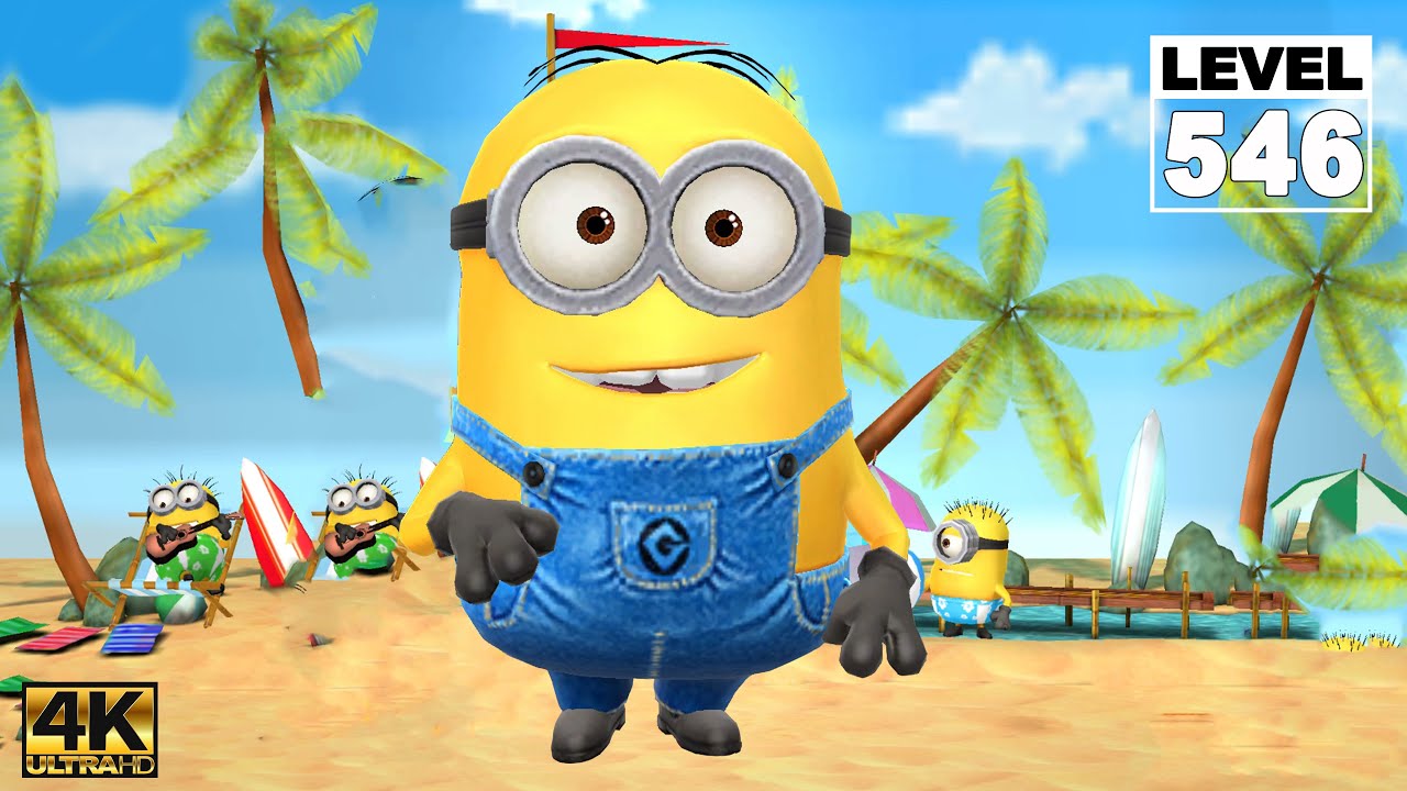 Minion Rush Dave Minion slide under obstacles 85 times at Minion Beach | LV.546 EP#395 | UHD 4K