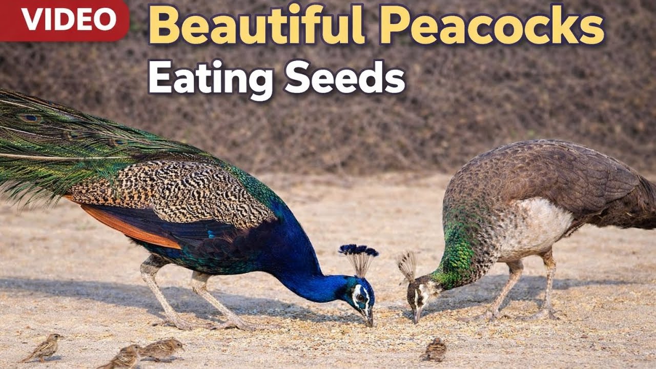 Beautiful Peacocks Eating Seeds | Peaceful Nature Scene