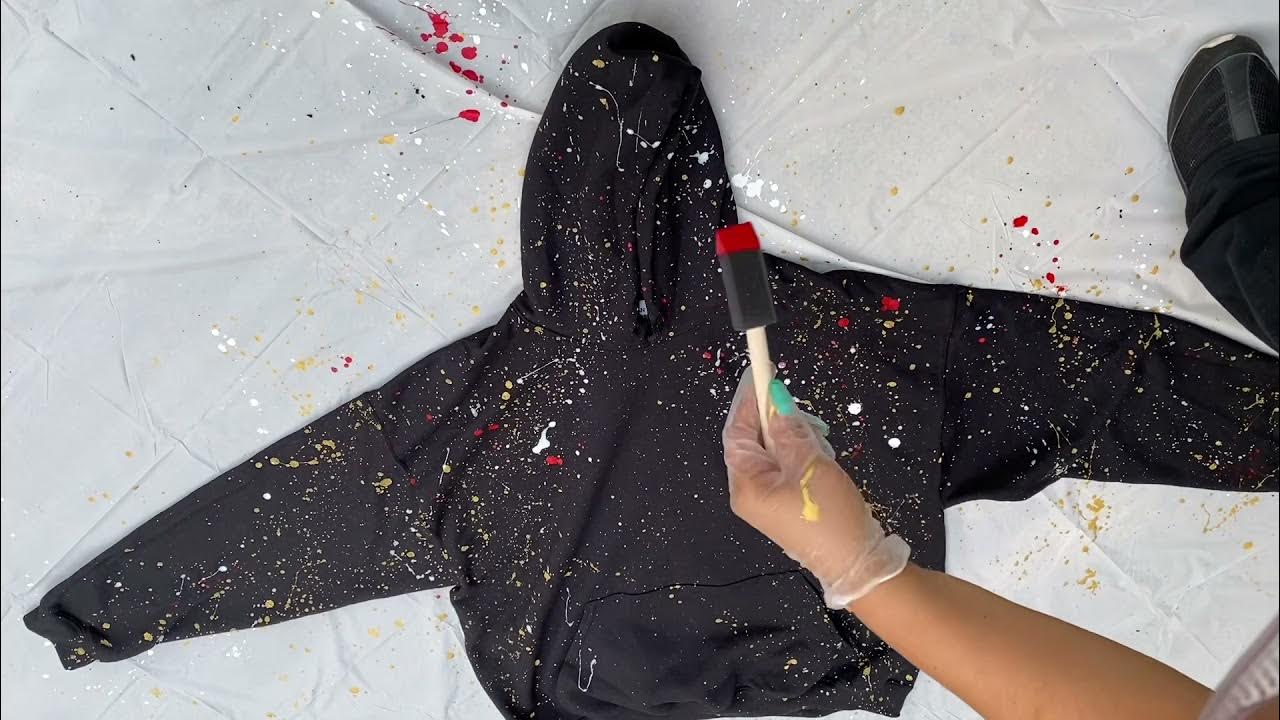 Paint splatter hoodie using acrylic paints YouTube