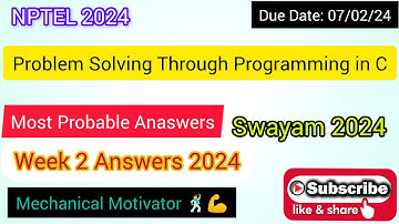 Problem Solving Through Programming in C | Week 2 Quiz | Assignment 2 Solution | NPTEL | SWAYAM 2024