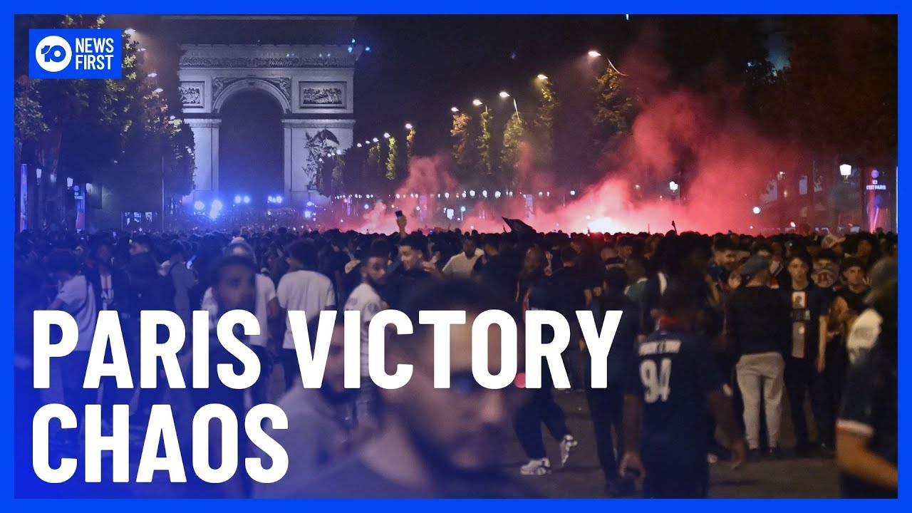 Chaos Erupts in Paris as PSG Fans Clash with Police After Champions League Victory | 10 News First