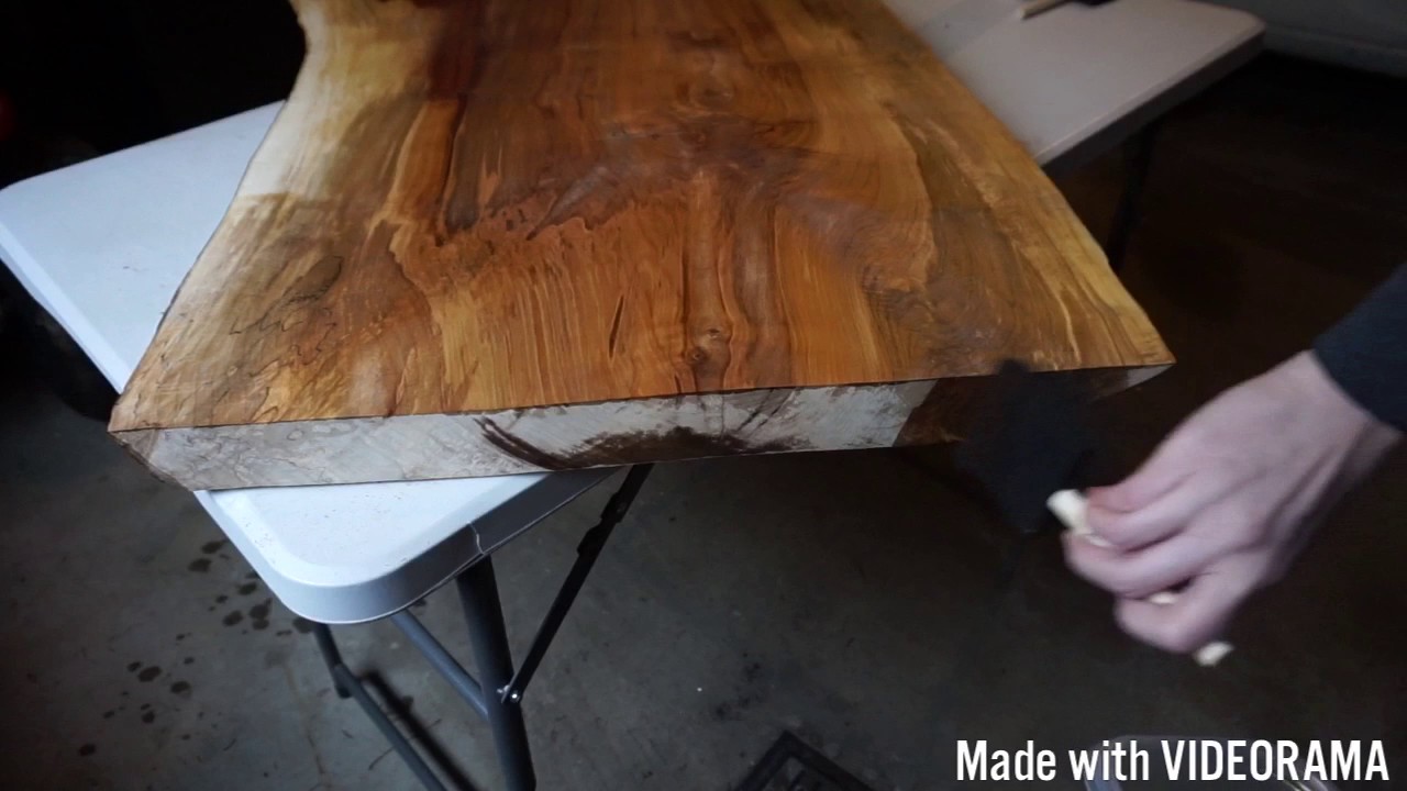 Finishing Wood Slab with Waterlox - maple live edge - YouTube